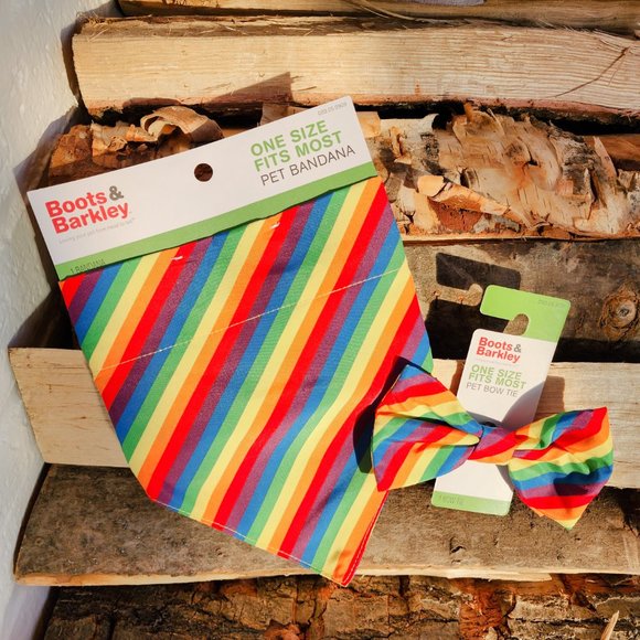 Boots & Barkley Rainbow Bandana and Pet Bow Tie New - Picture 4 of 11